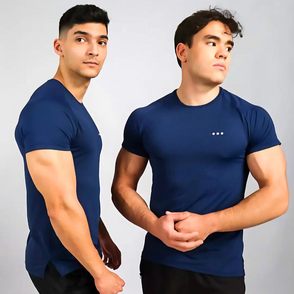Camiseta masculina uv cor azul madrugada para academia e corrida