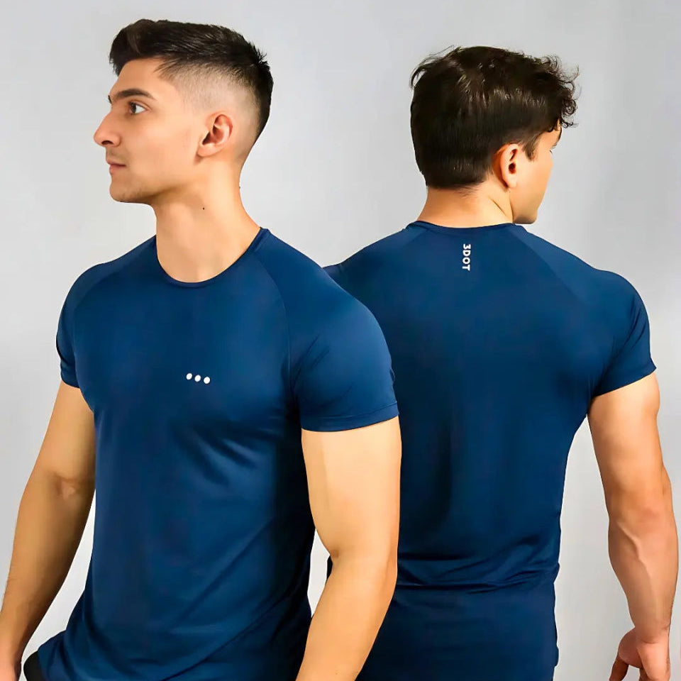 Camiseta masculina para academia e corrida com tecido uv e dry fit
